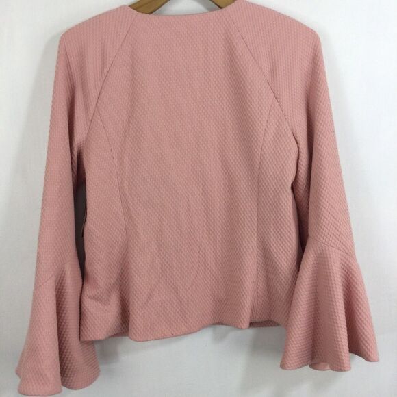 IMNYC Isaac Mizrahi Park Avenue Textured Bell Sleeve Jacket Powder Pink M NWT - Picture 6 of 10